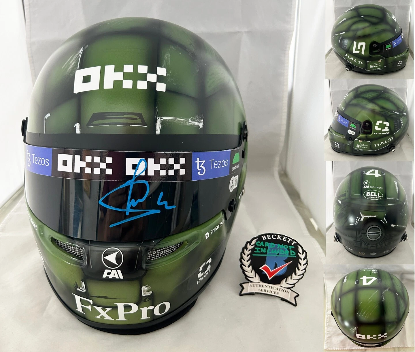 Lando Norris Signed Full Size Helmet 1:1 Halo 2022 Singapore GP McLaren Formu...