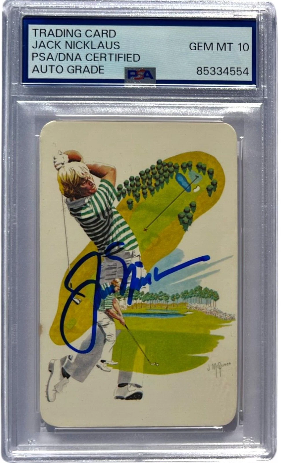 JACK NICKLAUS SIGNED 1979 HALL OF FAMER CARD PGA HOF PSA/DNA AUTO 10