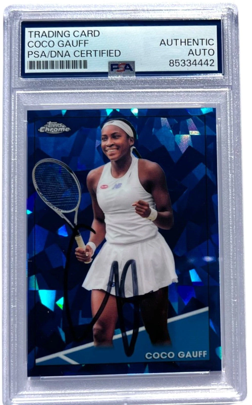 COCO GAUFF SIGNED 2021 TOPPS CHROME SAPPHIRE ROOKIE TENNIS CARD AUTO RC PSA/DNA