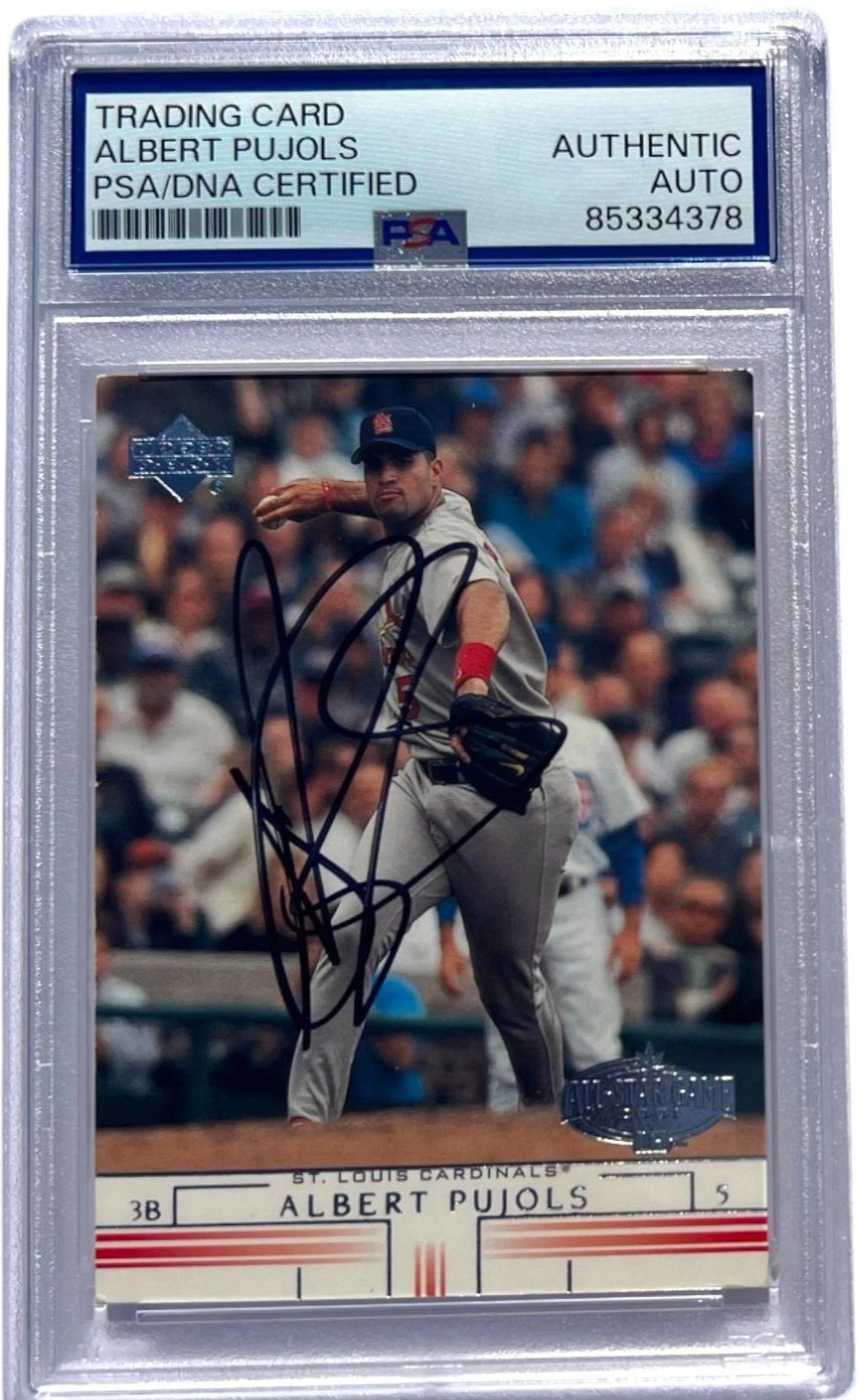 ALBERT PUJOLS SIGNED 2001 UPPER DECK ALL-STAR GAME ROOKIE CARD #293 AUTO PSA/DNA