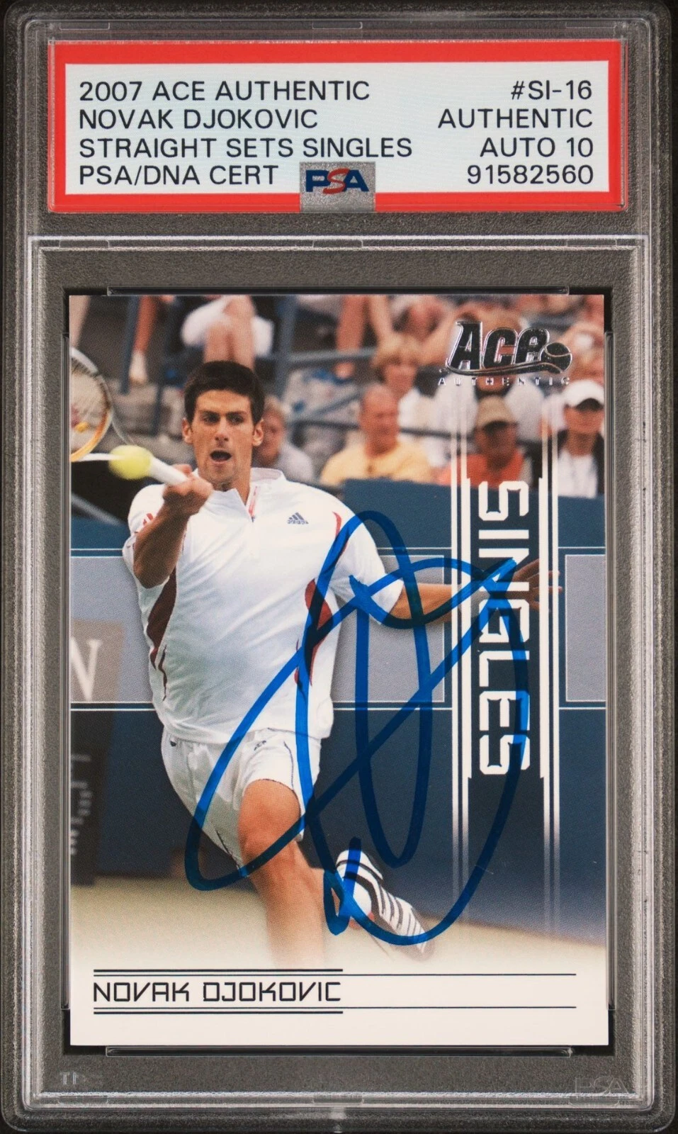 NOVAK DJOKOVIC SIGNED 2007 ACE AUTHENTIC SINGLES RC CARD ROOKIE PSA/DNA AUTO 10