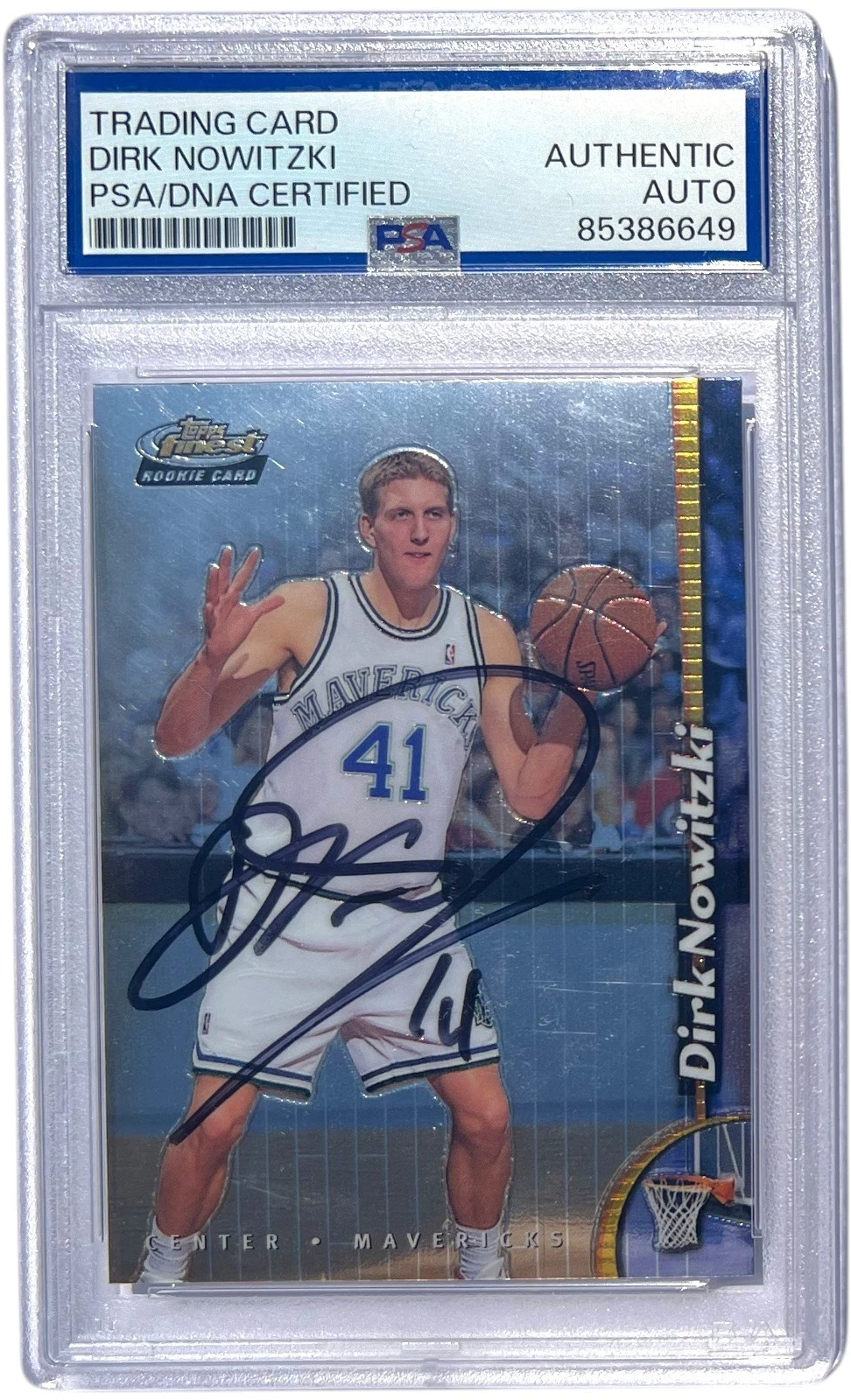 DIRK NOWITZKI SIGNED 1998 TOPPS FINEST ROOKIE CARD #234 MAVERICKS AUTO PSA/DNA