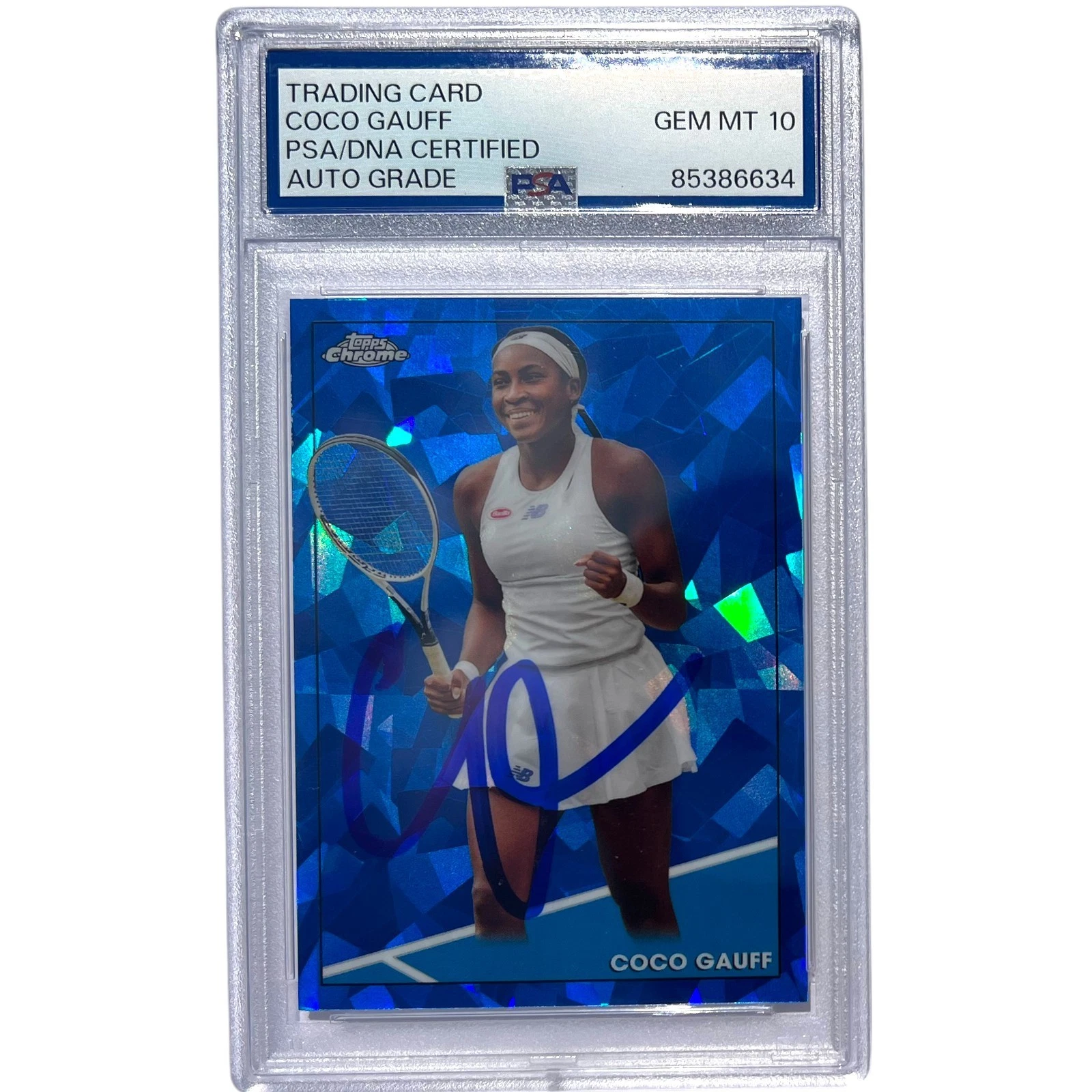 Coco Gauff 2021 Topps Chrome Tennis Sapphire Rookie PSA Authentic Auto 10