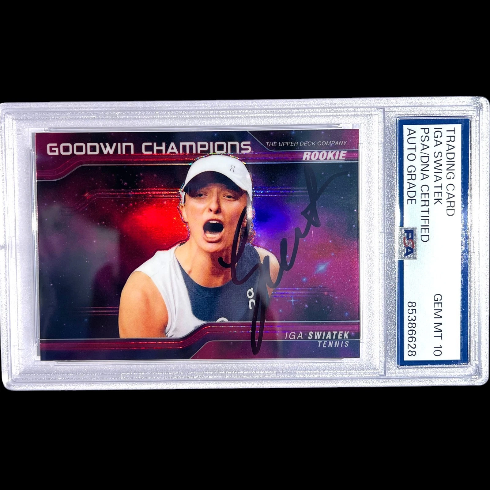 IGA SWIATEK SIGNED 2023 UPPER DECK GOODWIN CHAMPIONS ROOKIE CARD PSA AUTO 10