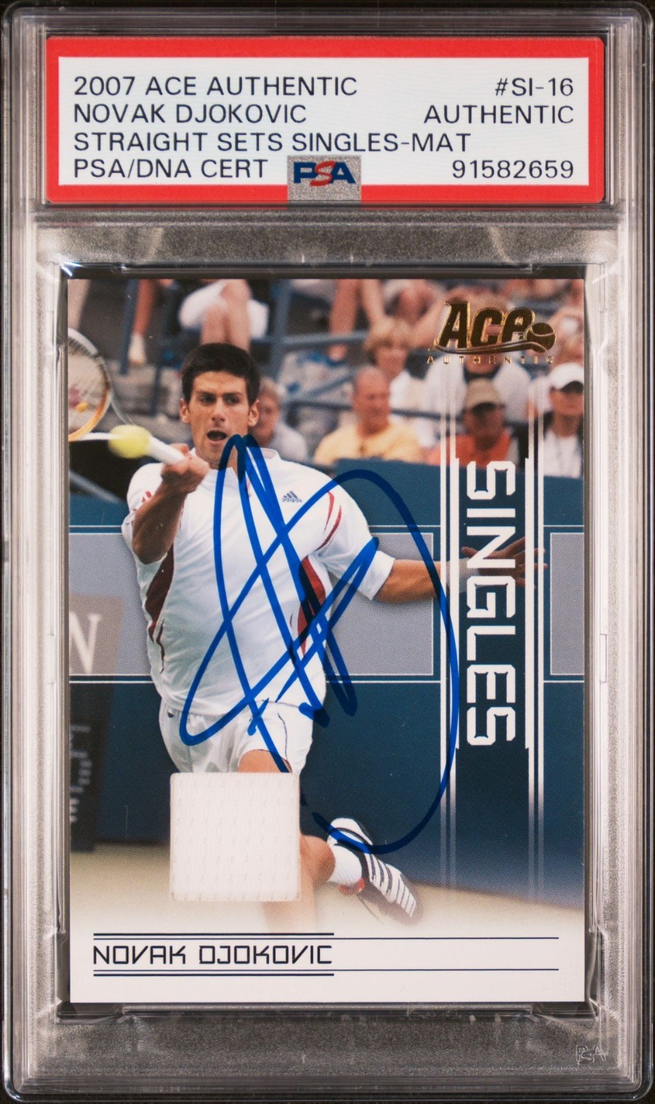 2007 Ace Authentic Straight Sets Singles Materials Novak Djokovic PSA RC Auto