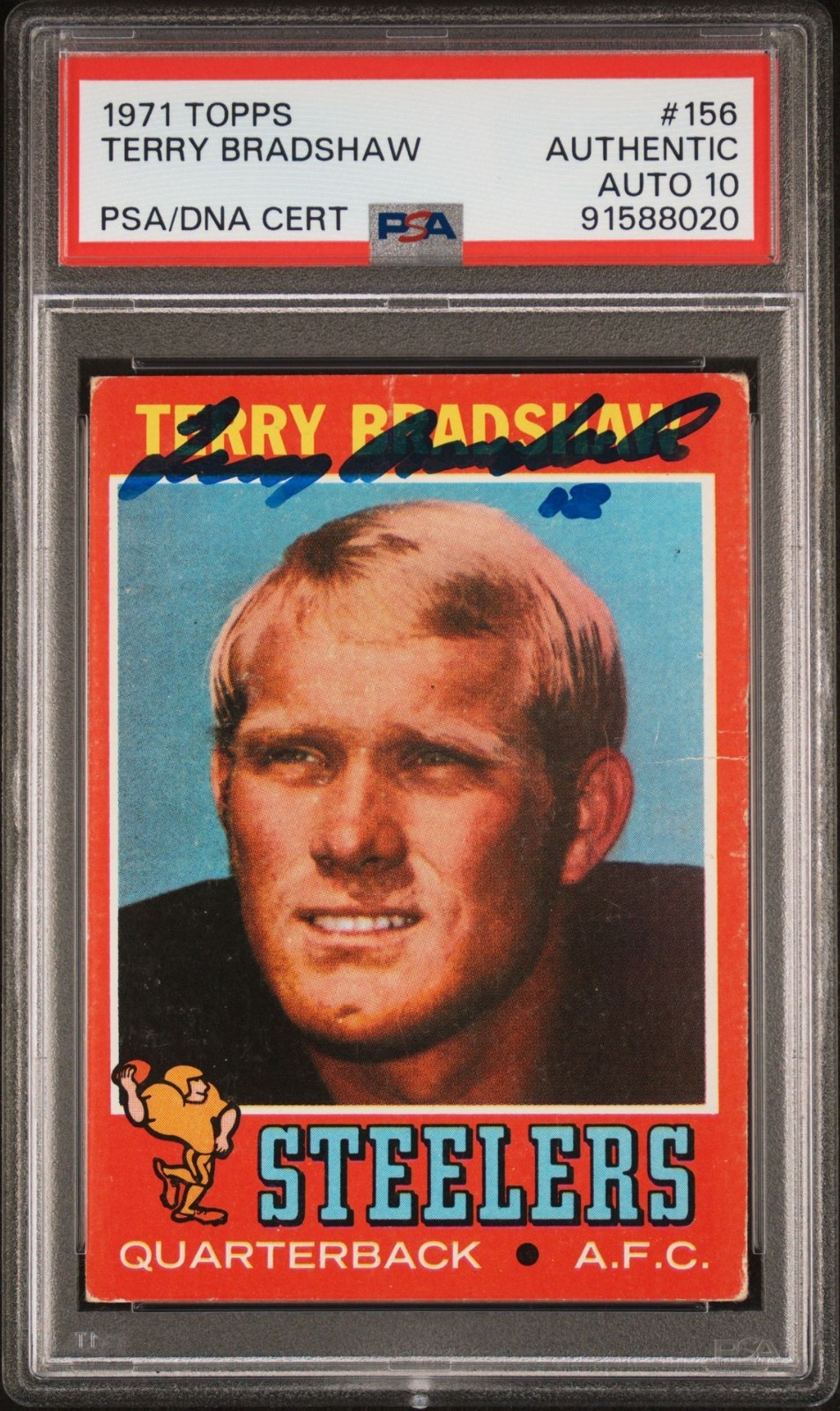 1971 Topps Autographed Terry Bradshaw Rookie Card PSA AUTO 10 #91588020