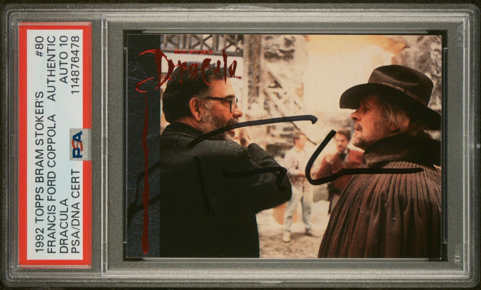 FRANCIS FORD COPPOLA SIGNED 1992 TOPPS BRAM STOKER'S DRACULA CARD PSA AUTO 10