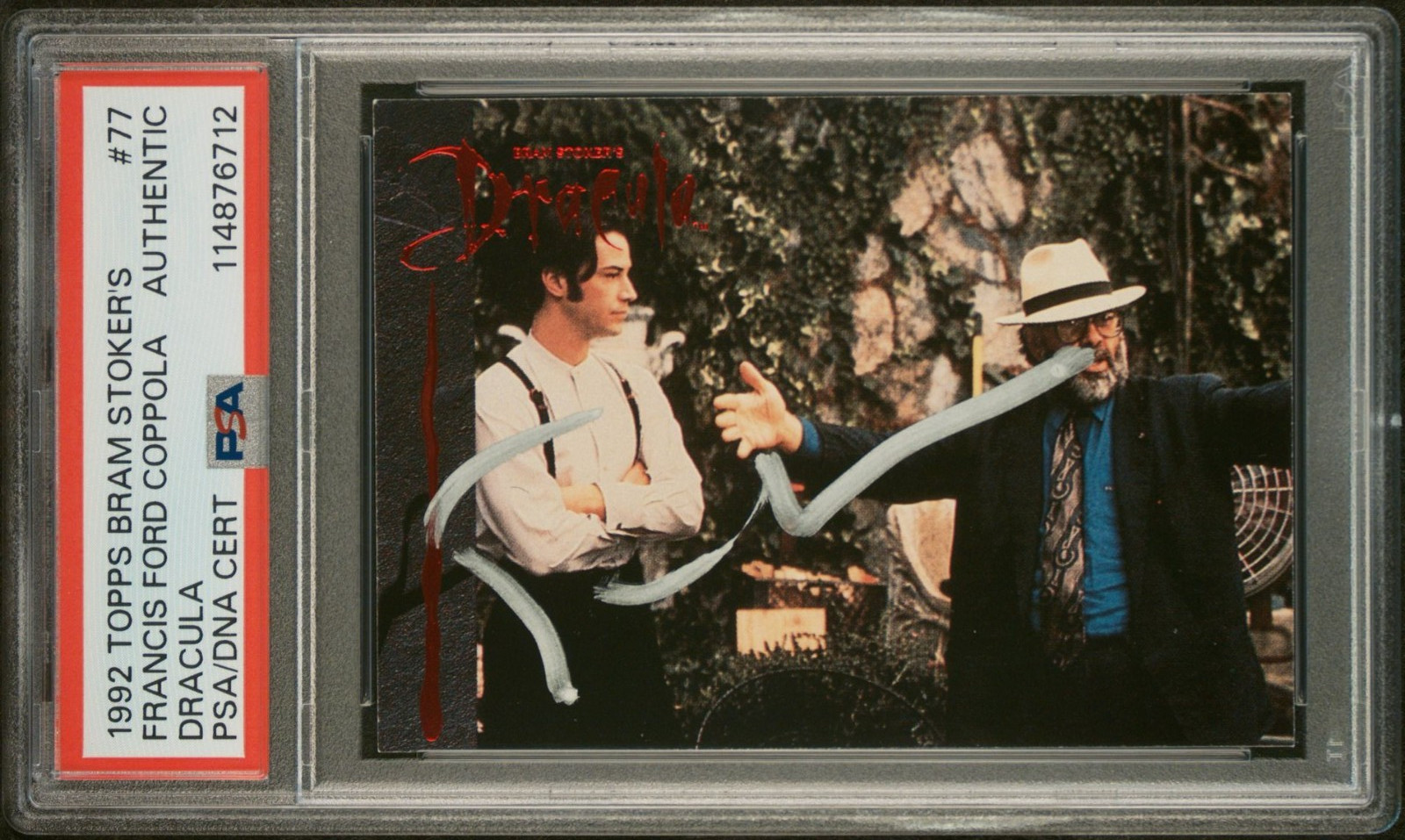 FRANCIS FORD COPPOLA SIGNED 1992 TOPPS BRAM STOKER'S DRACULA CARD AUTO PSA DNA