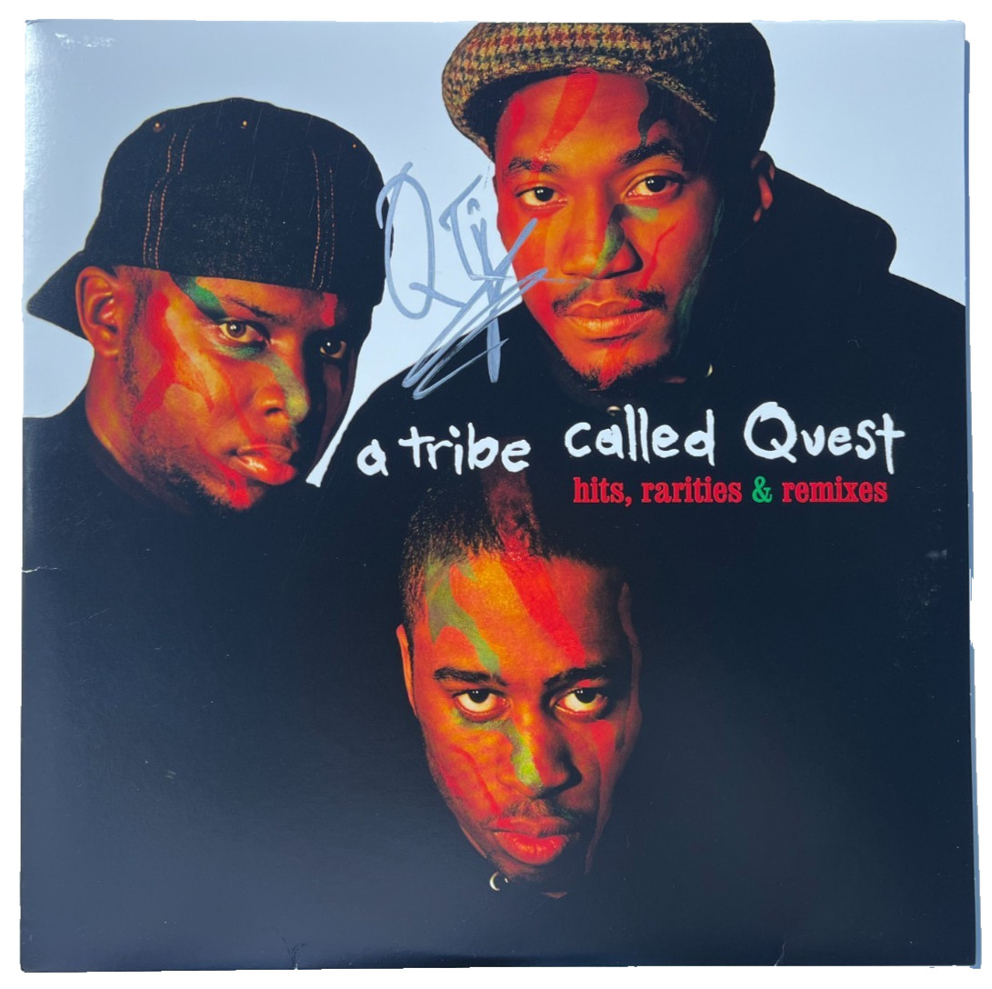 Q-TIP SIGNED A TRIBE CALLED QUEST HITS RARITIES & REMIXES VINYL ALBUM JSA