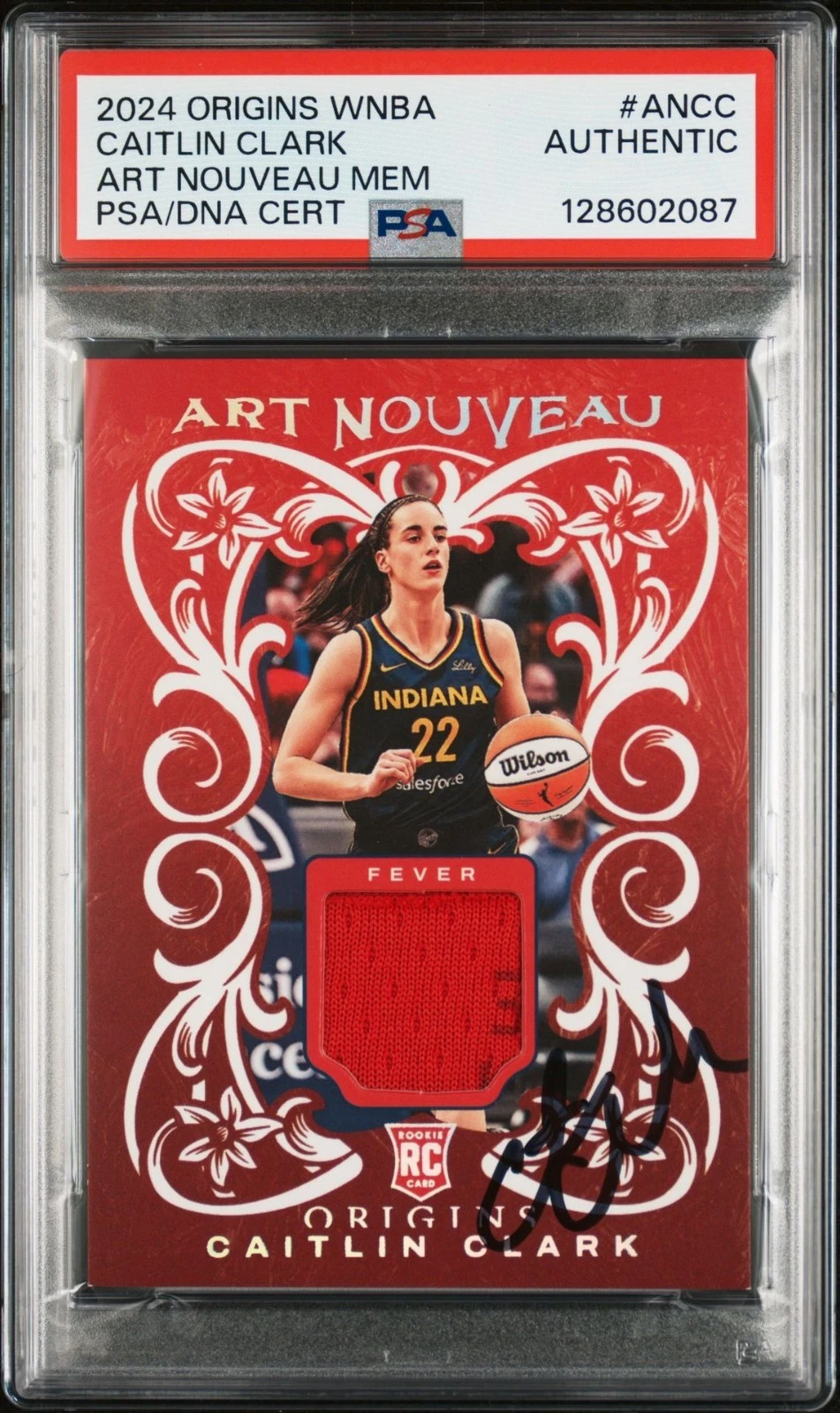 CAITLIN CLARK SIGNED 2024 ORIGINS WNBA ROOKIE ART NOUVEAU PATCH RC PSA AUTO