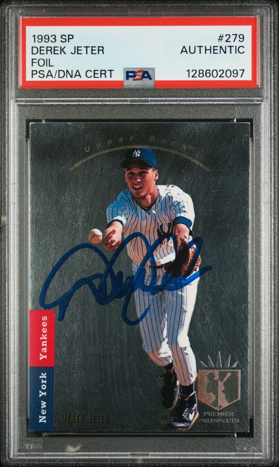 DEREK JETER SIGNED 1993 SP FOIL ROOKIE CARD #279 RC YANKEES PSA/DNA AUTO