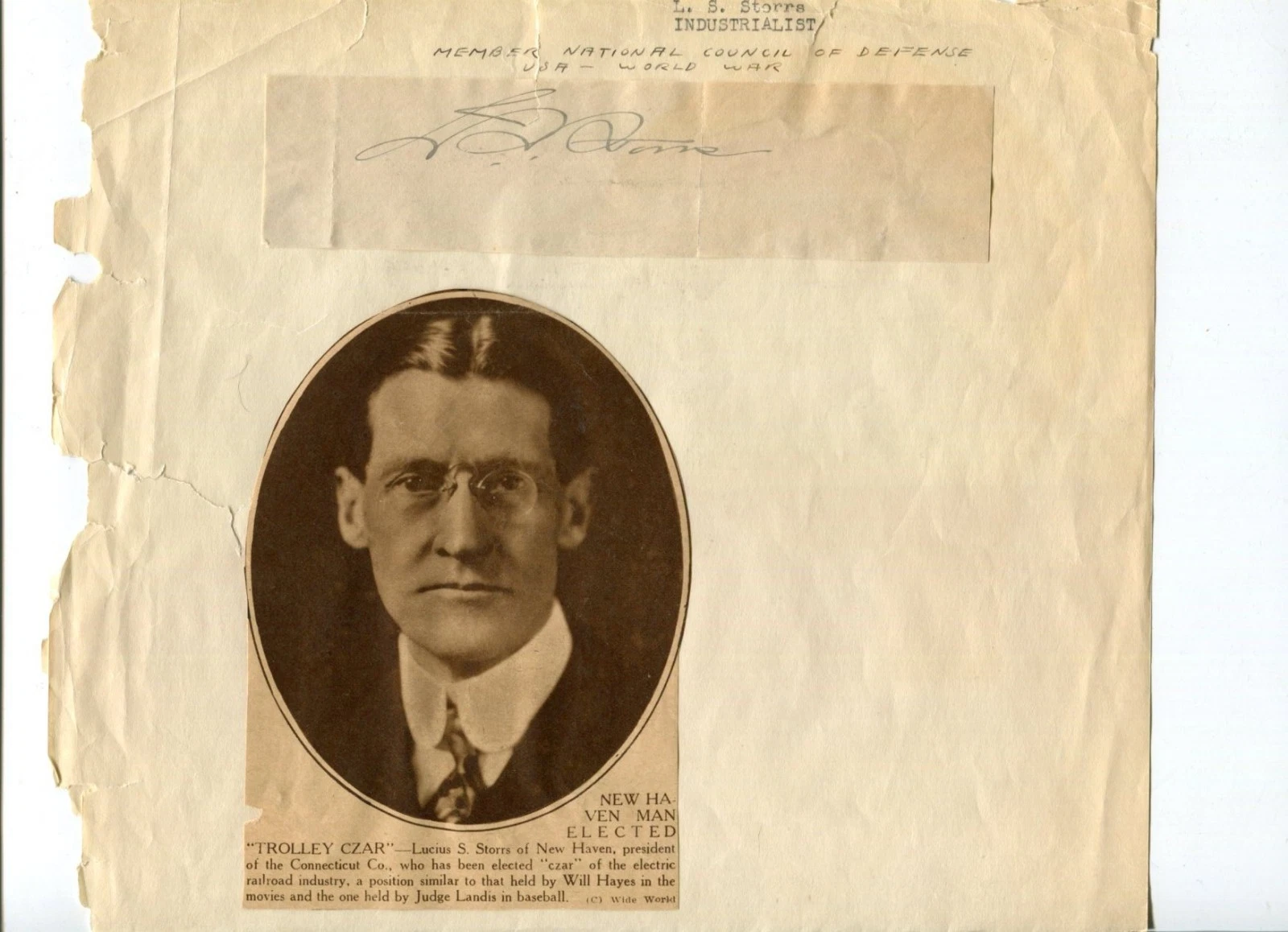 Lucius S. Storrs Preisident Electric Railroad Signed Autograph