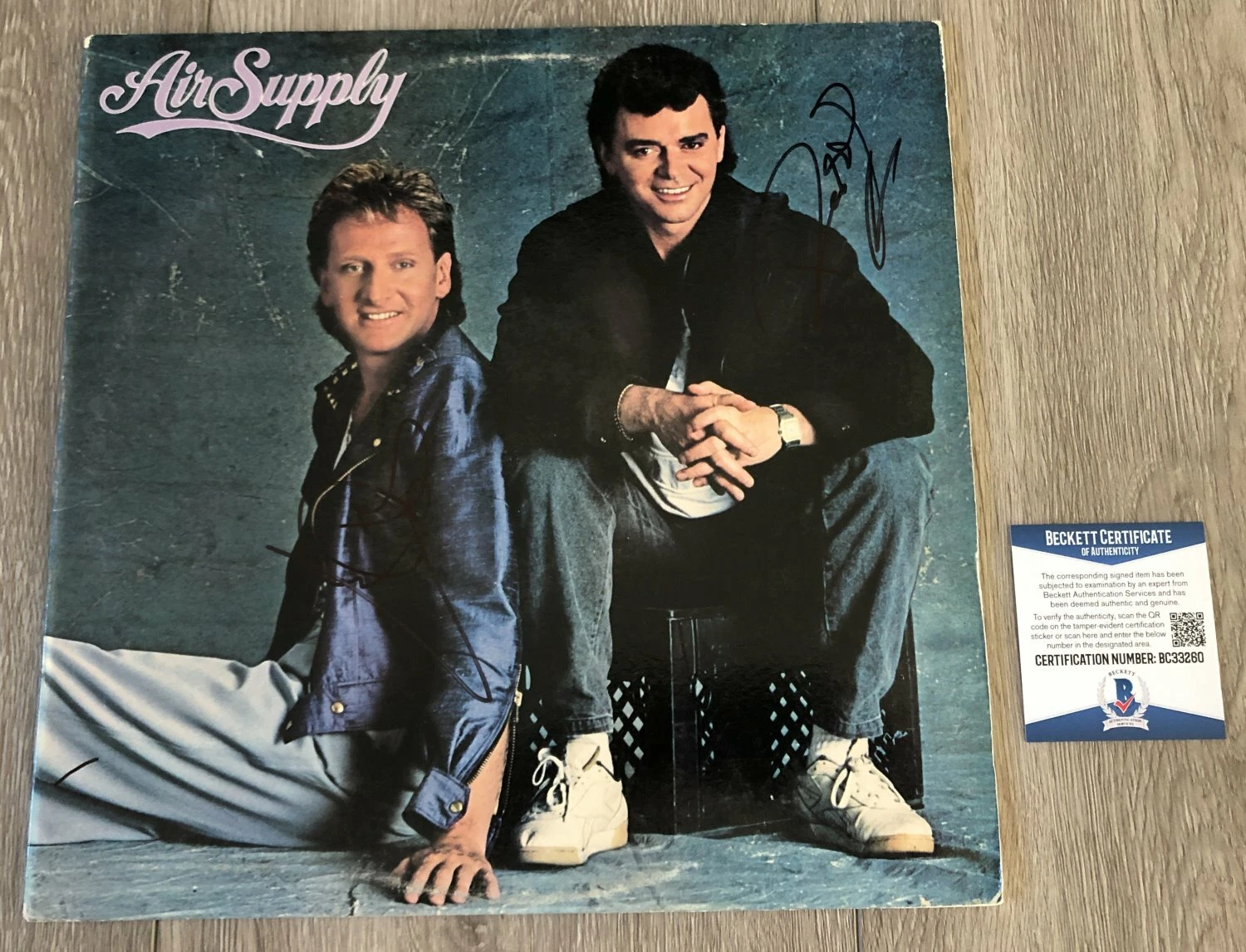 AIR SUPPLY SIGNED AUTOGRAPH SELF TITLED VINYL RECORD ALBUM BECKETT BAS COA