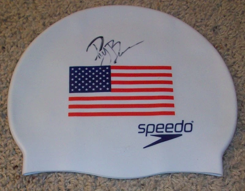 RICKY BERENS SIGNED AUTOGRAPH SUMMER OLYMPICS U.S.A. SWIMMING CAP w/EXACT PROOF