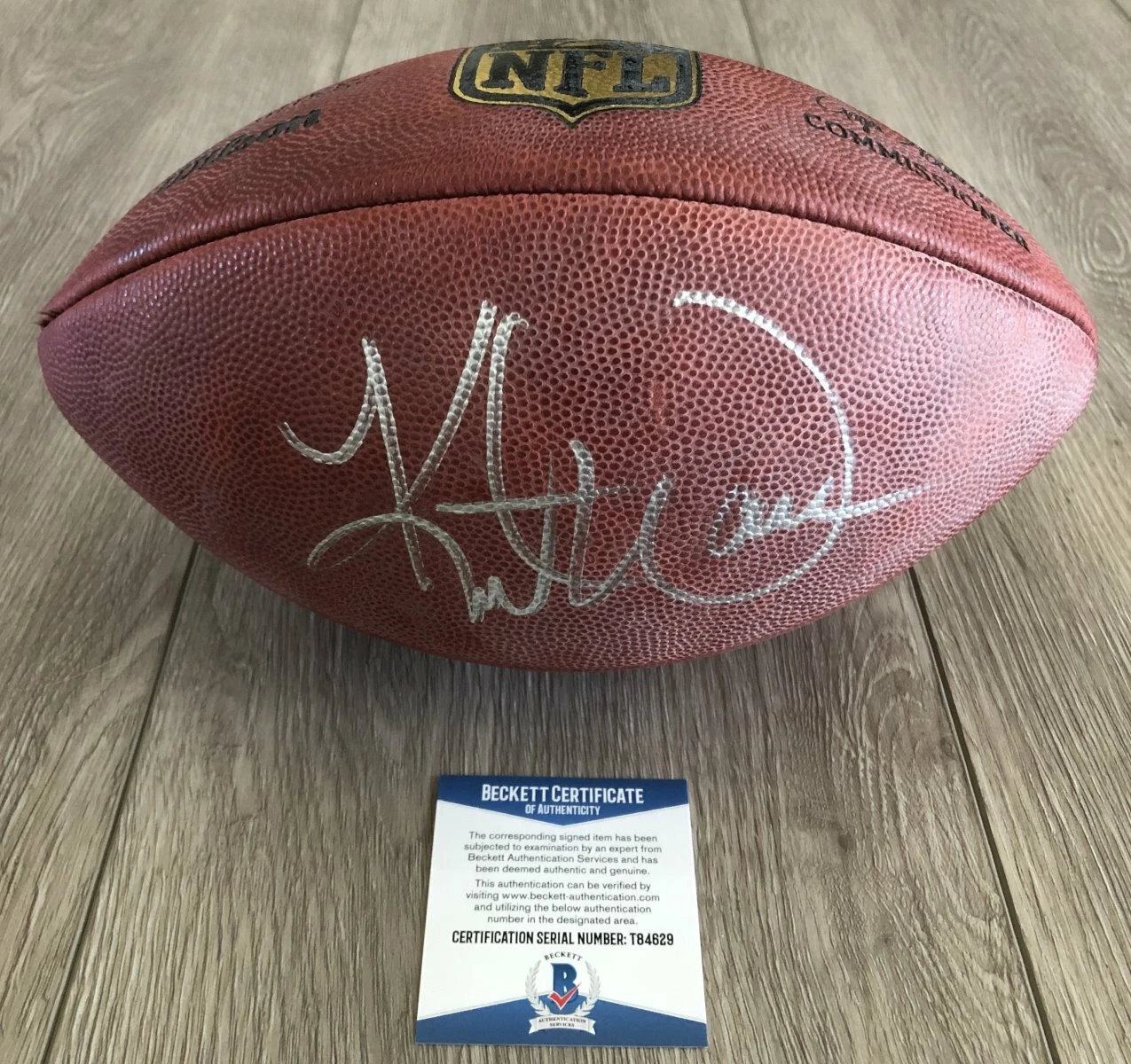KURT WARNER ST. LOUIS RAMS SIGNED NFL GAME FOOTBALL wEXACT PROOF BECKETT BAS COA
