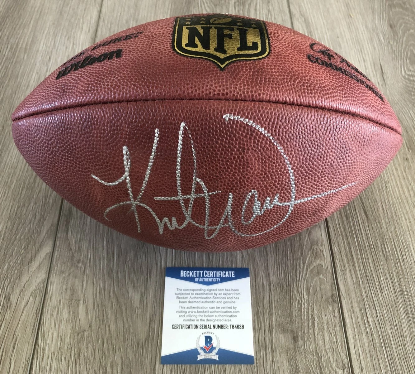 KURT WARNER ST LOUIS RAMS SIGNED NFL GAME FOOTBALL w/EXACT PROOF BAS BECKETT COA
