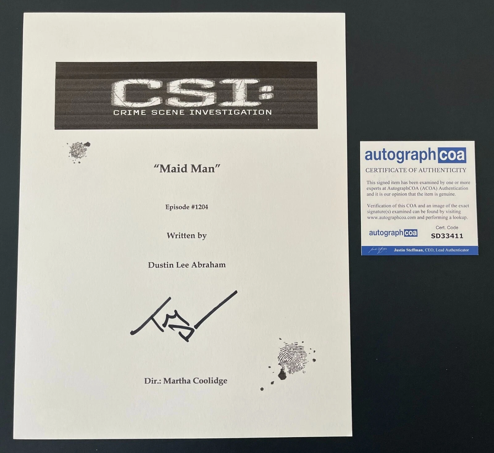 TED DANSON SIGNED CSI CRIME SCENE INVESTIGATION MAID MAN SCRIPT w/PROOF & COA