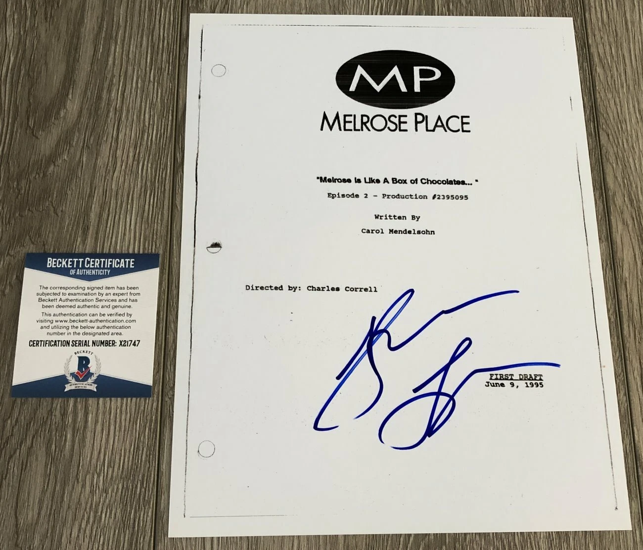 HEATHER LOCKLEAR SIGNED AUTOGRAPH MELROSE PLACE SCRIPT w/PROOF & BECKETT BAS COA