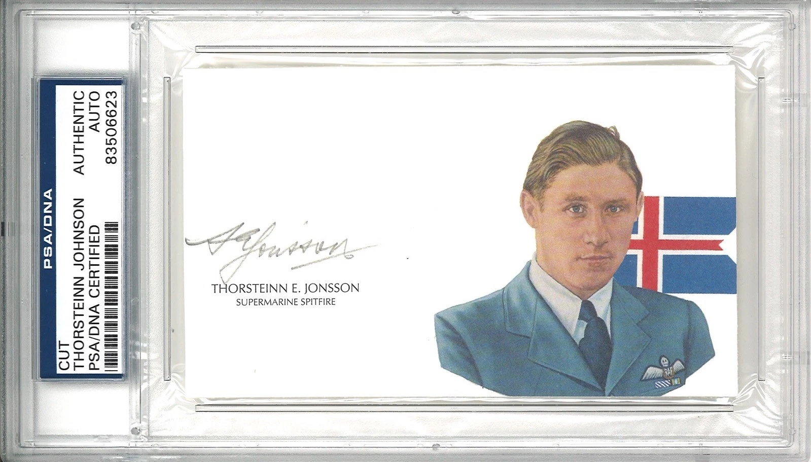 THORSTEINN JOHNSON SIGNED CUT SIGNATURE PSA DNA  83506623 (D) WWII ACE