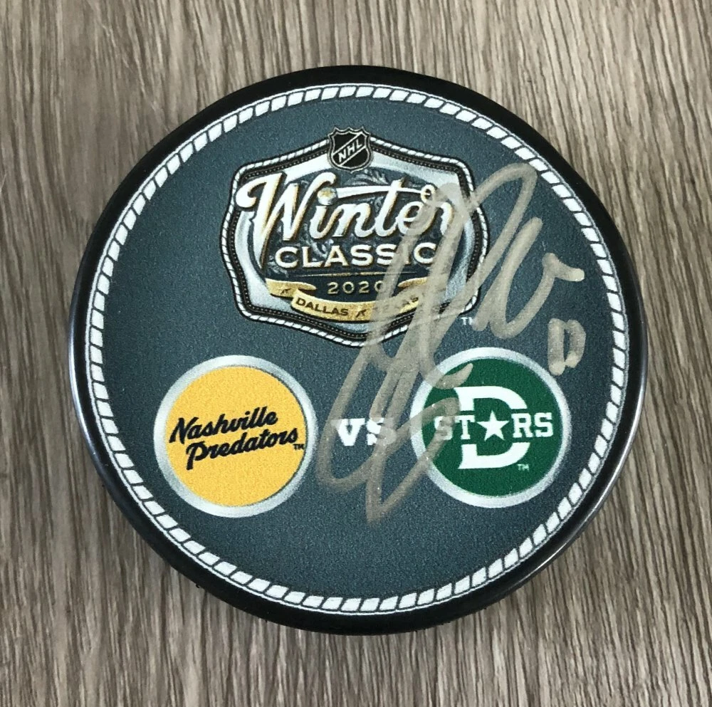 ANDREW COGLIANO DALLAS STARS SIGNED 2020 WINTER CLASSIC PUCK C w/PROOF