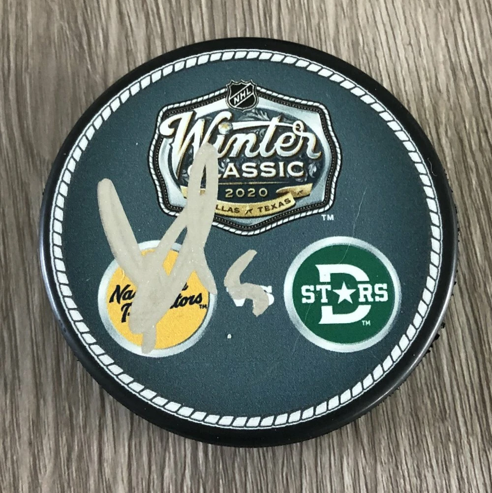 ANDREJ SEKERA DALLAS STARS GOAL SCORED SIGNED AUTOGRAPH 2020 WINTER CLASSIC PUCK