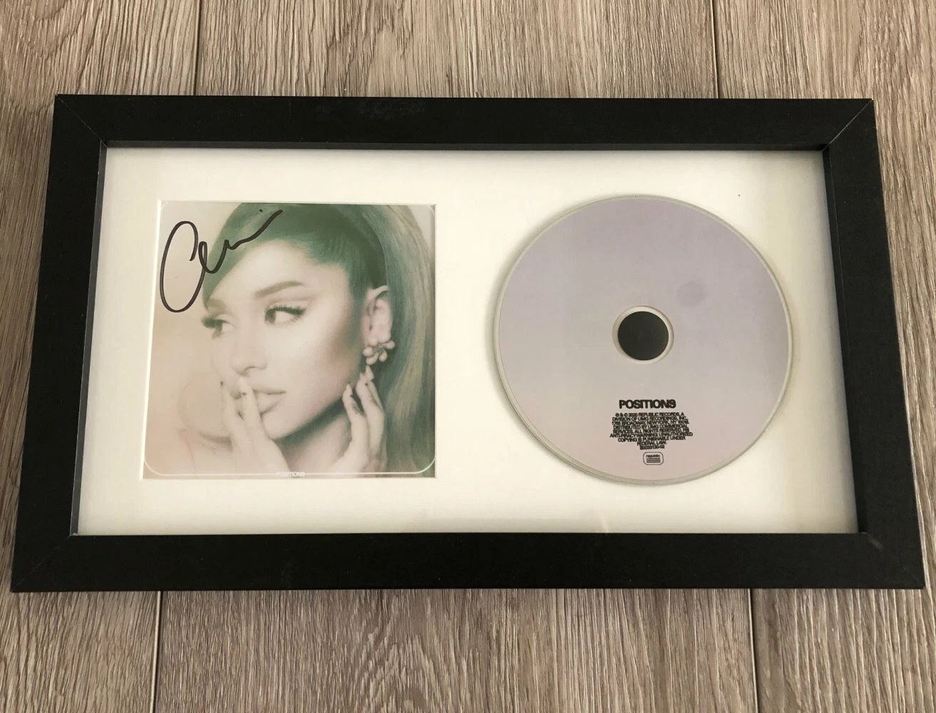 ARIANA GRANDE SIGNED AUTOGRAPH POSITIONS FRAMED & MATTED CD