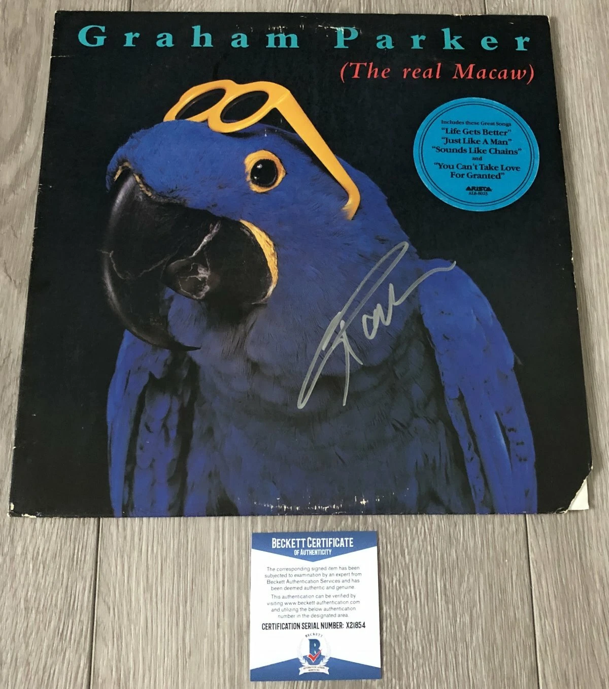 GRAHAM PARKER SIGNED AUTOGRAPH THE REAL MACAW VINYL ALBUM & BECKETT BAS COA
