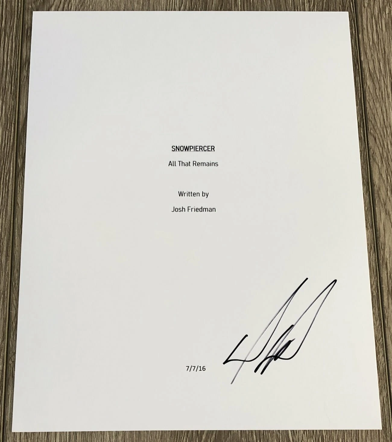 DAVEED DIGGS SIGNED AUTOGRAPH SNOWPIERCER FULL 72 PAGE PILOT SCRIPT