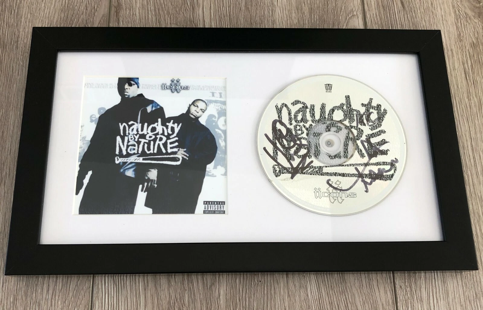 NAUGHTY BY NATURE SIGNED AUTOGRAPH IICONS FRAMED & MATTED CD w/EXACT PROOF