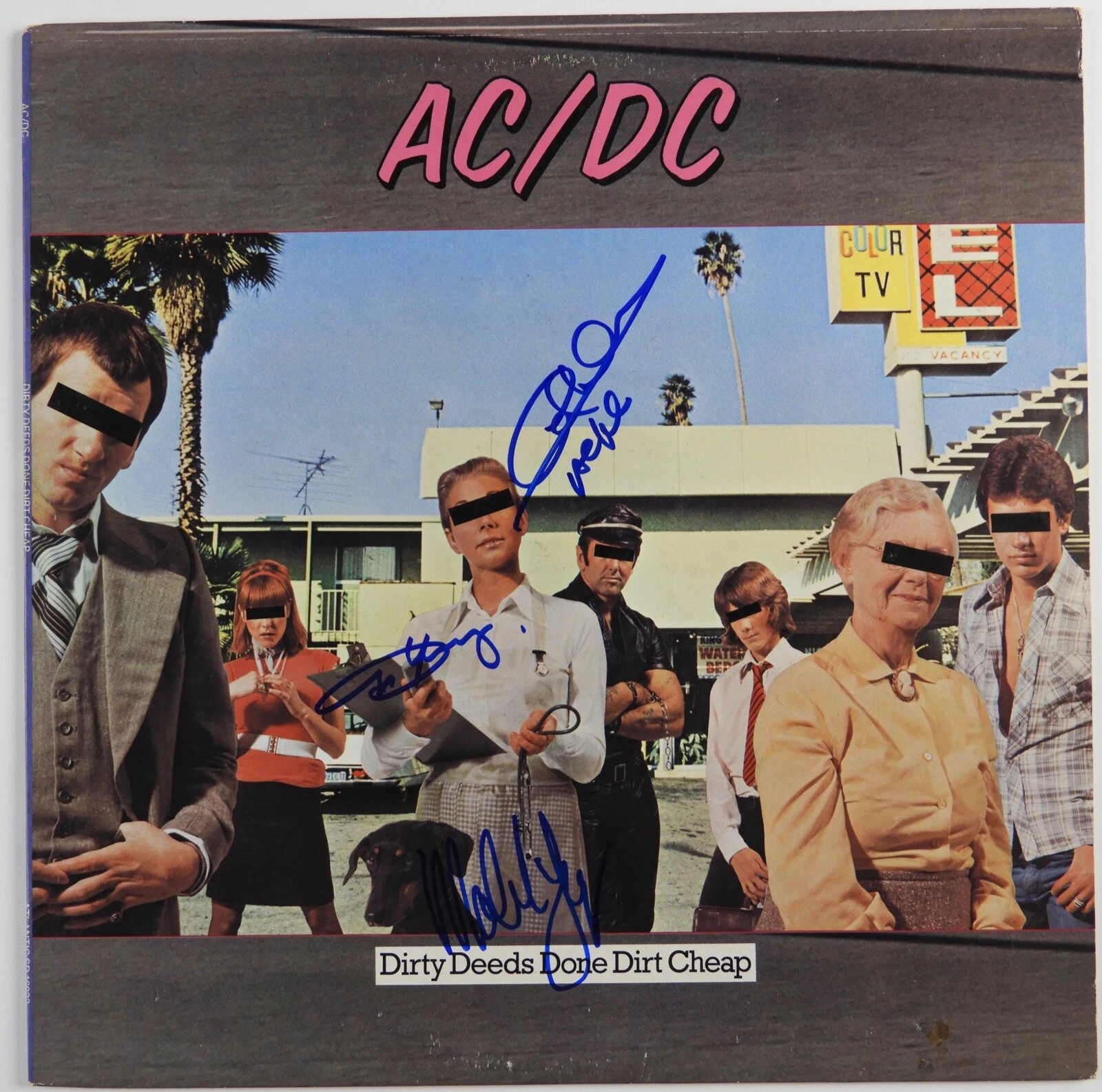 AC/DC JSA Signed Autograph Album Vinyl Record Dirty Deeds Angus Young +