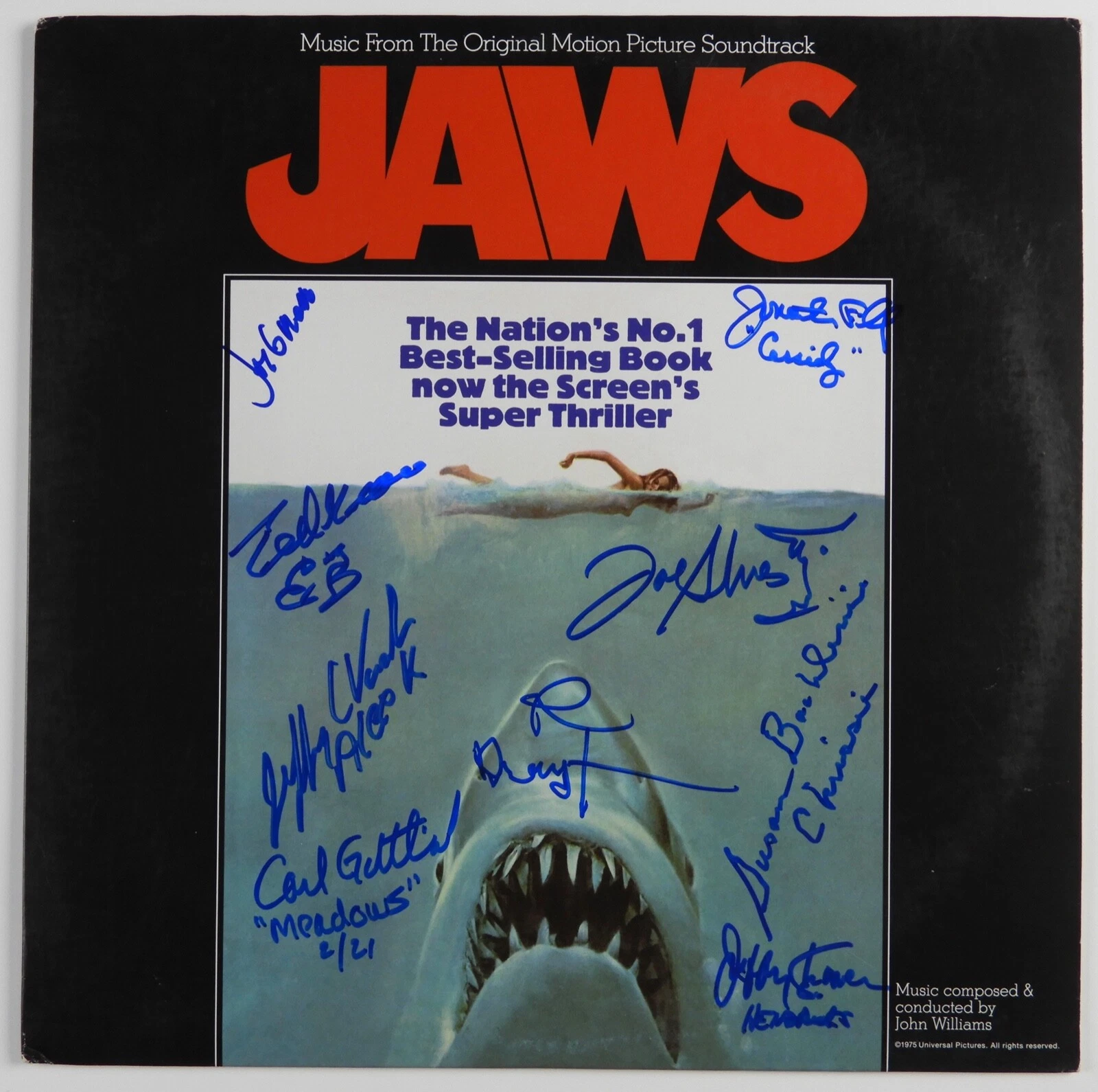 JAWS CAST JSA Signed Autograph Album Soundtrack LP Richard Dreyfuss + 8