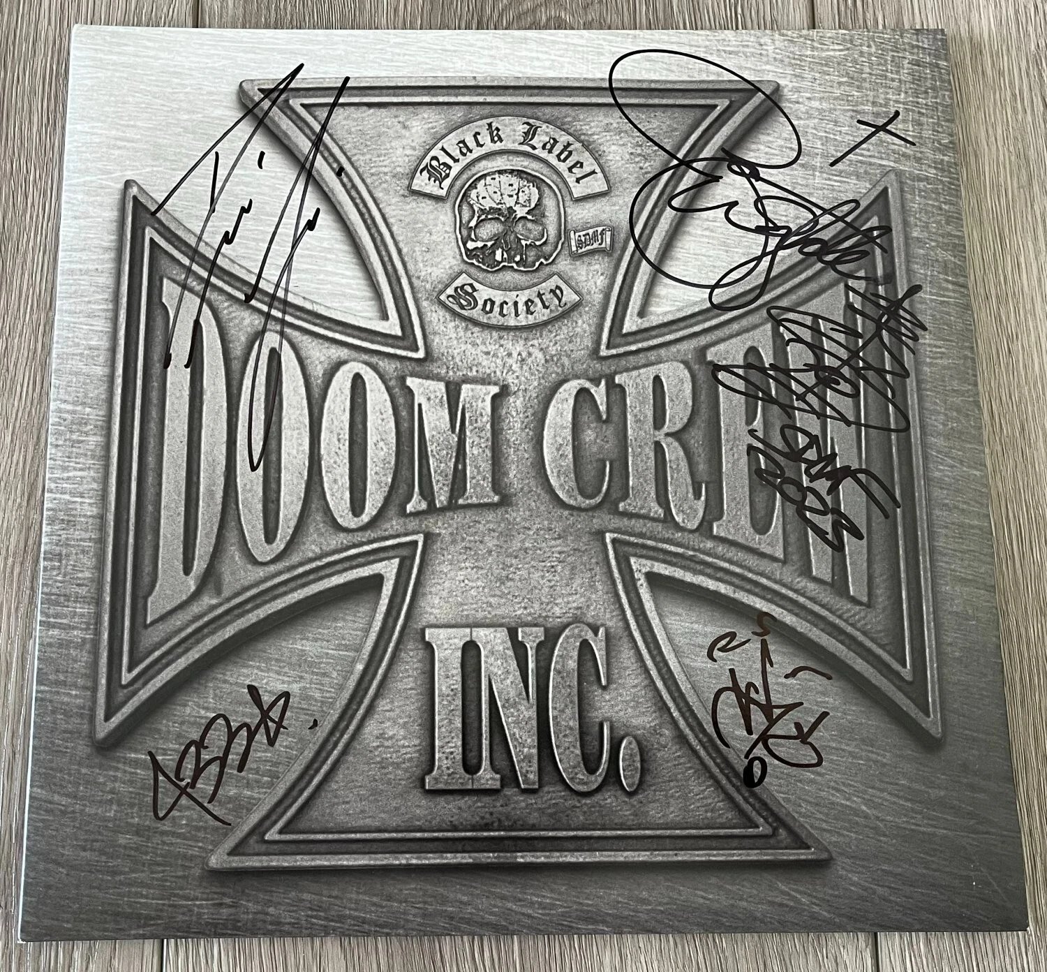 ZAKK WYLDE +3 SIGNED BLACK LABEL SOCIETY DOOM CREW INC. VINYL RECORD ALBUM w/COA