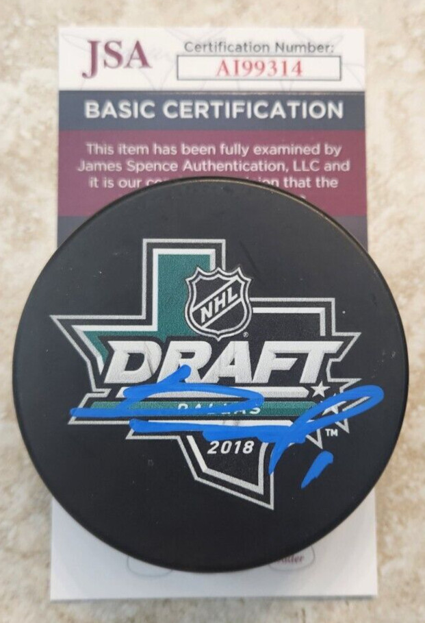 Lukas Dostal Signed 2018 NHL Draft Puck w/ JSA COA #AI99314 Anaheim Ducks