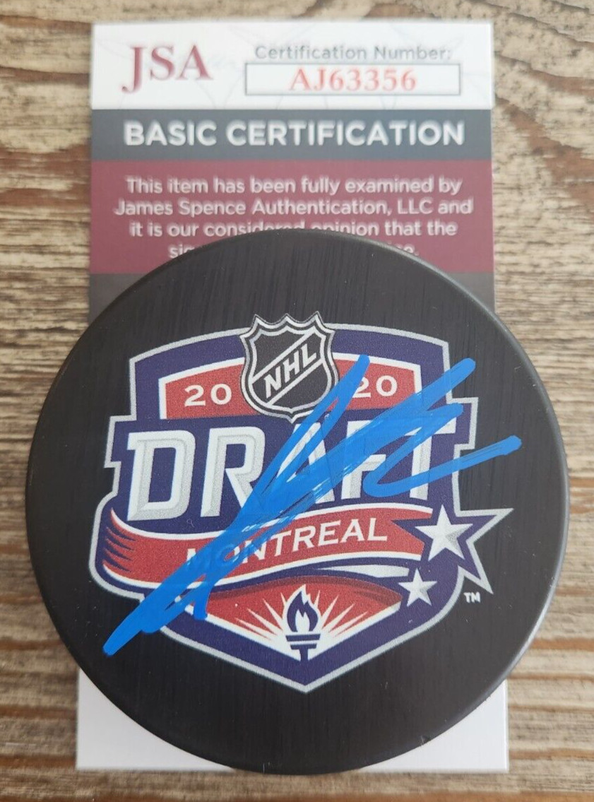 Jack Quinn Signed 2020 NHL Draft Puck w/ JSA COA #AJ63356 Buffalo Sabres