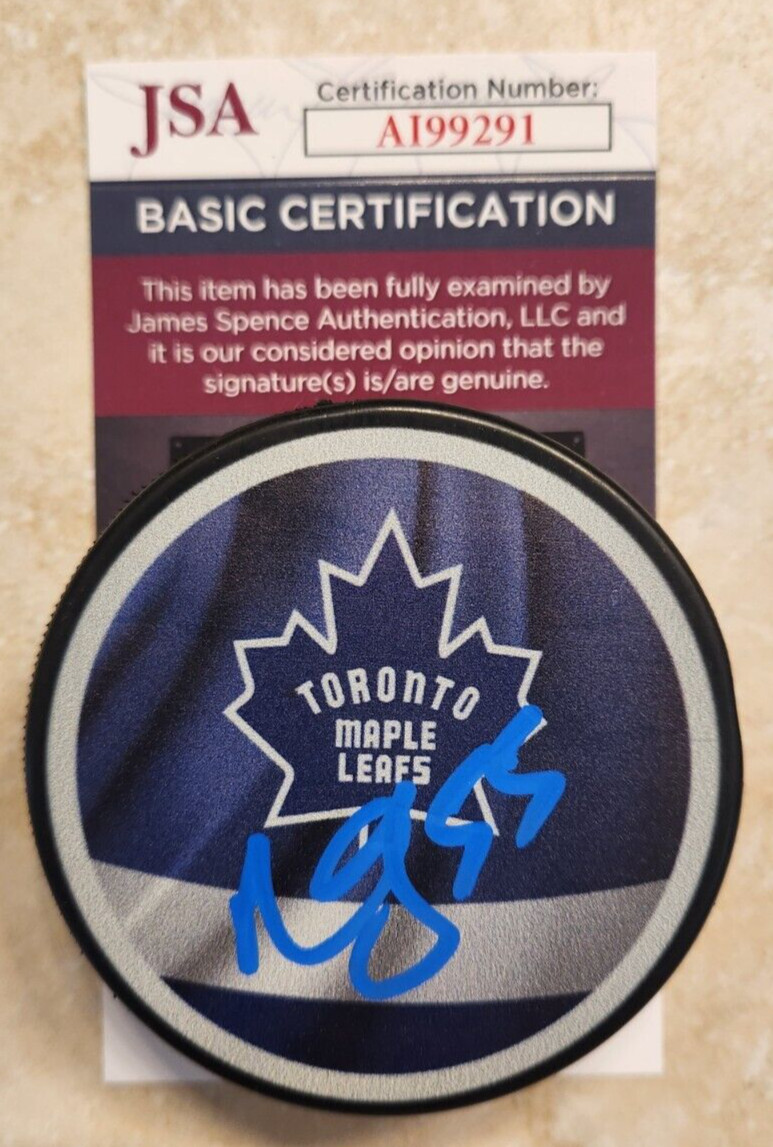 Mark Giordano Signed Reverse Retro Puck w/ JSA COA #AI99291 Toronto Maple Leafs
