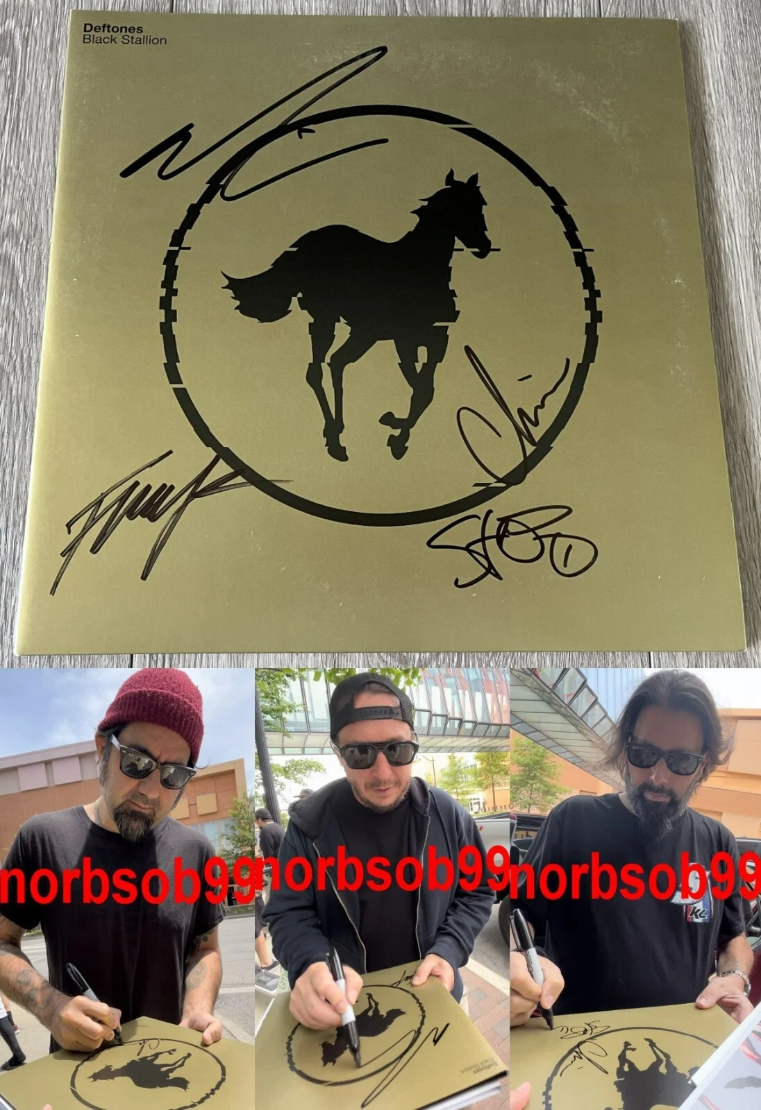DEFTONES SIGNED WHITE PONY BLACK STALLION VINYL CHINO MORENO +3 w/EXACT PROOF