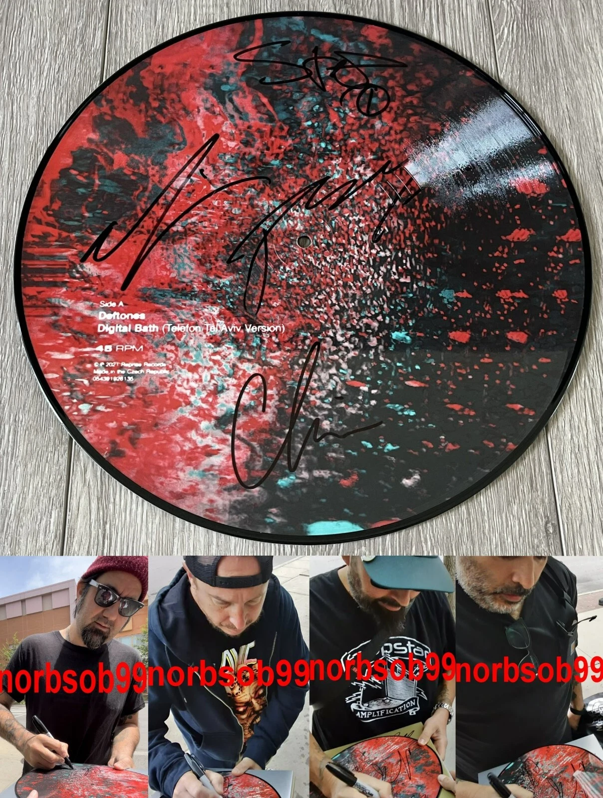 DEFTONES SIGNED DIGITAL BATH PICTURE DISC VINYL CHINO MORENO +3 w/EXACT PROOF