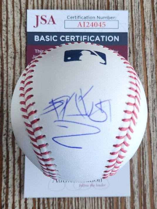TRAVIS BARKER SIGNED OFFICIAL MLB BASEBALL W/ JSA #AI24045 BLINK 182 COLLECTIBLE MEMORABILIA