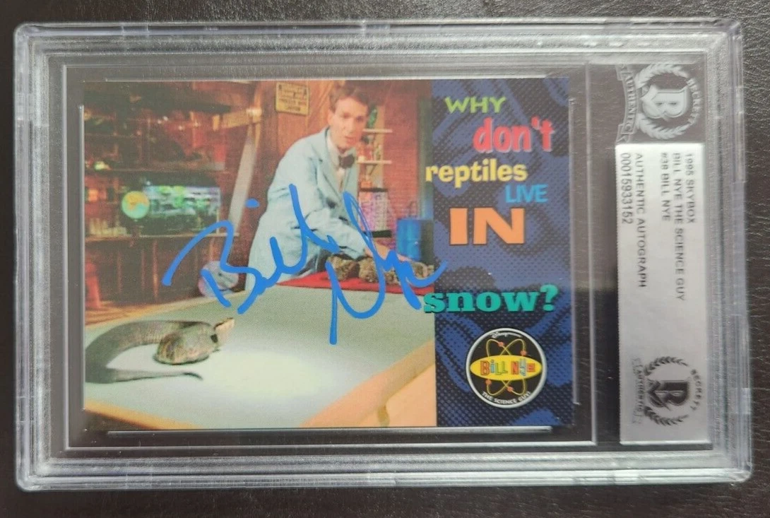 Bill Nye Signed 1995 Skybox Bill Nye the Science Guy Card w/ BAS COA Beckett #38