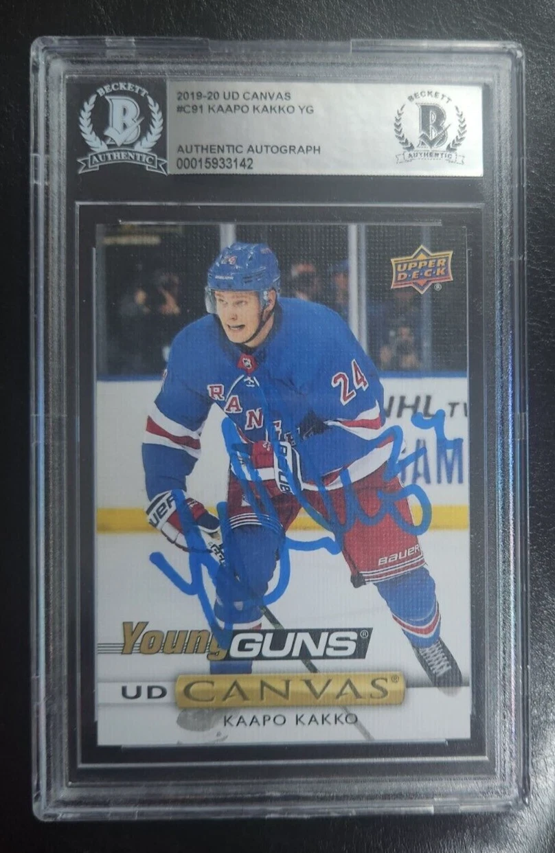 Kaapo Kakko Signed 2019-20 Upper Deck Young Guns Canvas Card BAS COA Slab Rookie