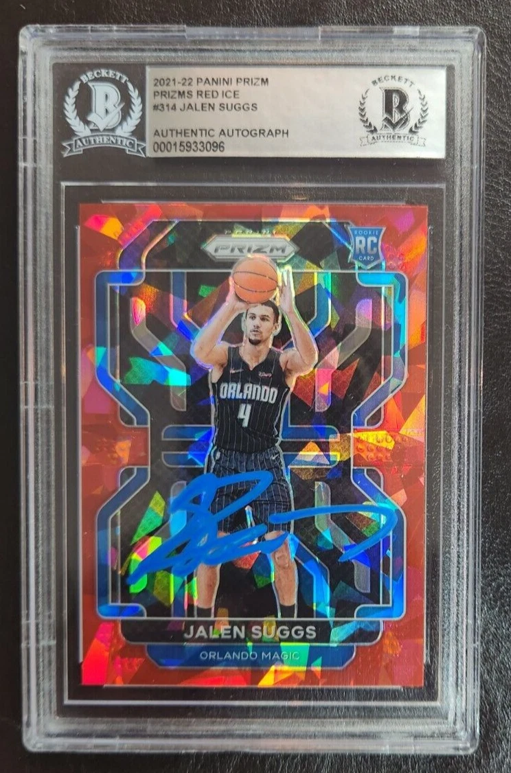 Jalen Suggs Signed 2021-22 Panini Prizm Red Ice Card w BAS COA Beckett Rookie RC