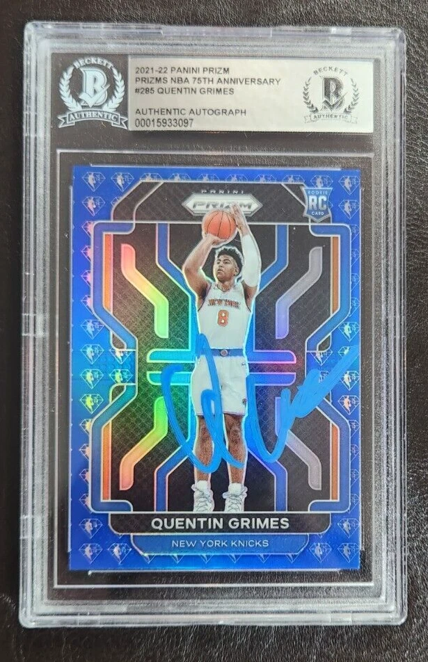 Quentin Grimes Signed 2021-22 Panini Prizm 75th Ann Card w/ BAS COA Slab Rookie