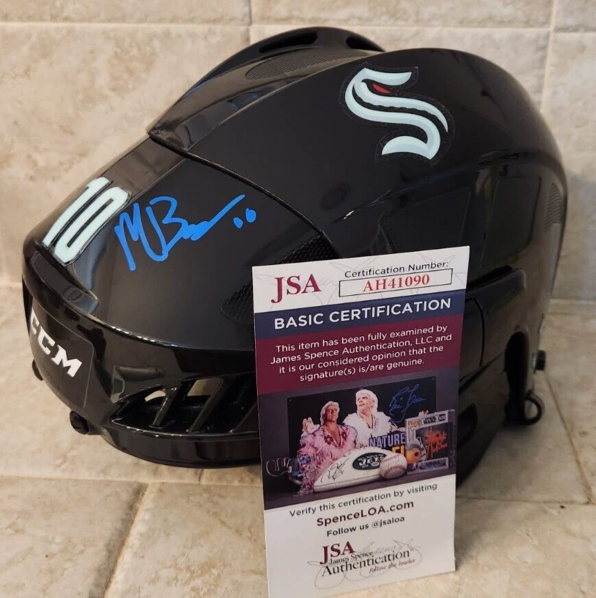 Matty Beniers Signed Full-Size Hockey Helmet w/ JSA COA Seattle Kraken Matt