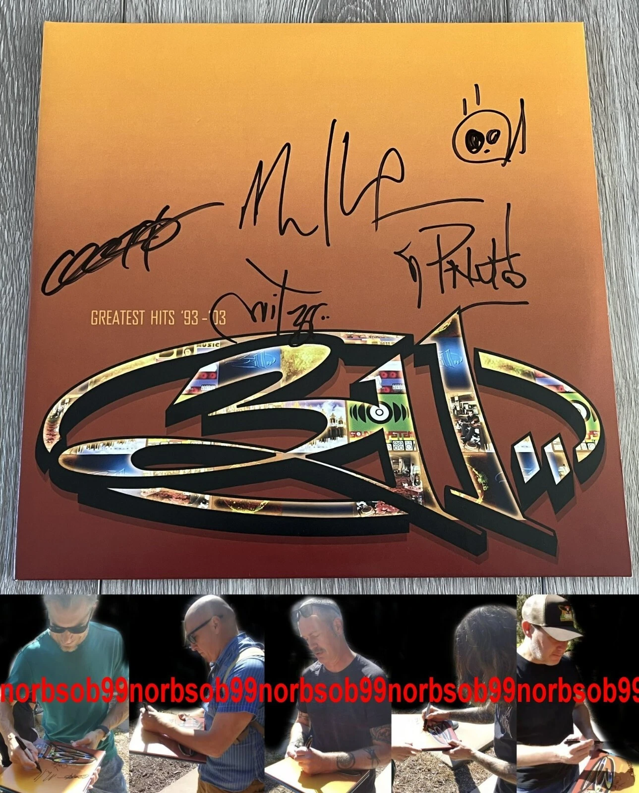 311 SIGNED AUTOGRAPH GREATEST HITS '93-'03 VINYL LP NICK HEXUM +4 w/EXACT PROOF