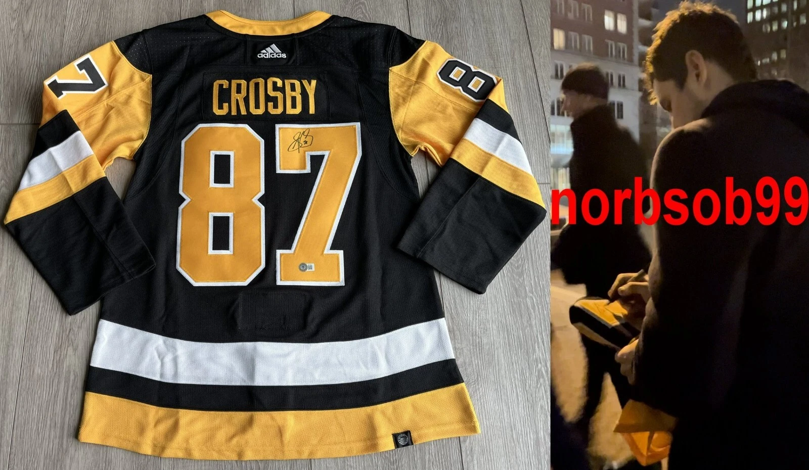 SIDNEY CROSBY SIGNED AUTHENTIC PENGUINS JERSEY w/EXACT VIDEO PROOF & BECKETT COA