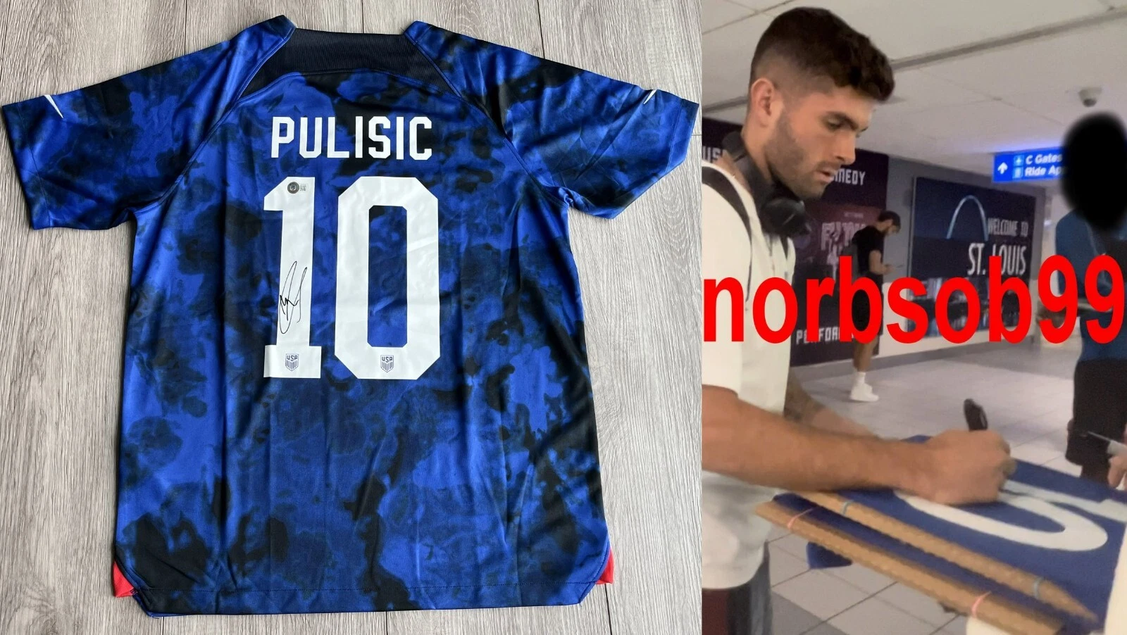 CHRISTIAN PULISIC SIGNED TEAM USA USMNT JERSEY w/EXACT PROOF & BECKETT BAS COA