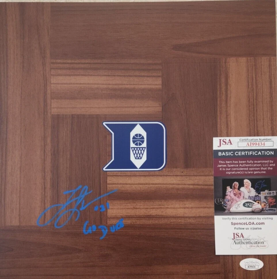 TRAJAN LANGDON SIGNED FLOORBOARD W/ JSA COA #AI99434 DUKE BLUE DEVILS COLLECTIBLE MEMORABILIA