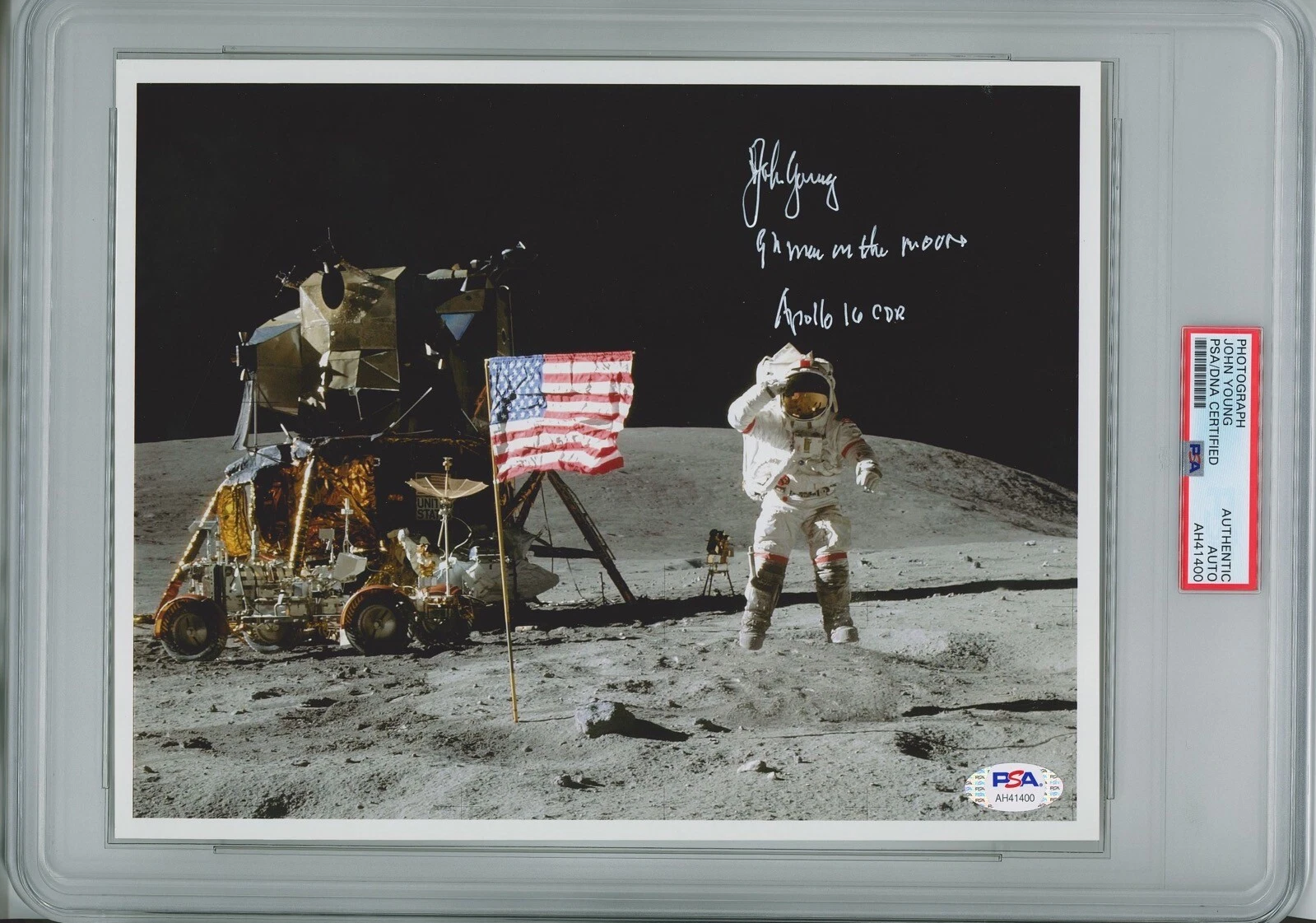 JOHN YOUNG SIGNED 8X10 PSA DNA AH41400 (D) APOLLO 16 9TH MOONWALKER