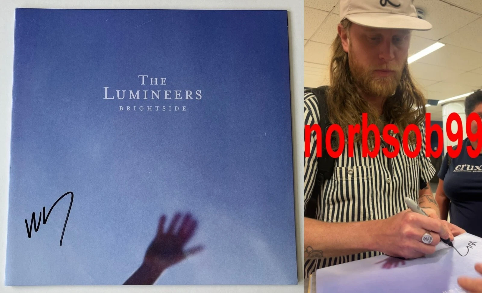 WESLEY SCHULTZ SIGNED AUTOGRAPH THE LUMINEERS BRIGHTSIDE VINYL LP w/EXACT PROOF