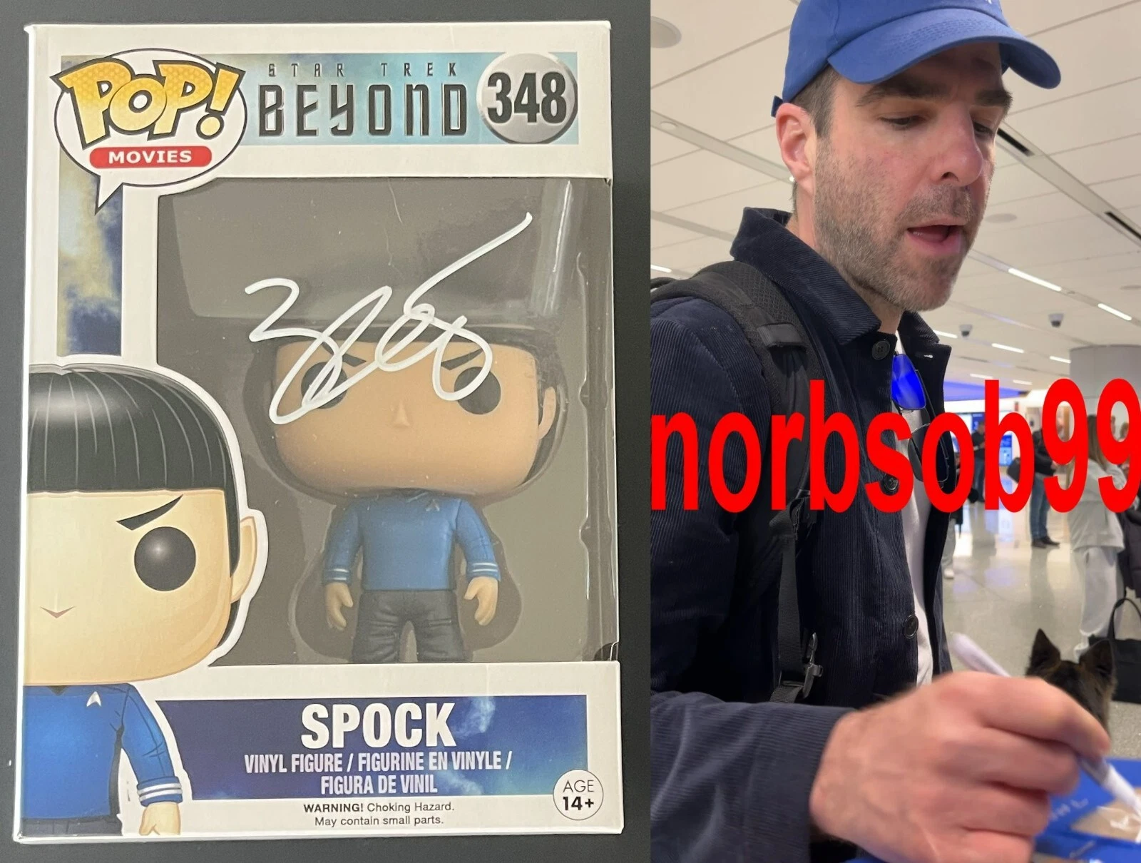 ZACHARY QUINTO SIGNED STAR TREK BEYOND SPOCK 348 FUNKO W/EXACT PROOF BECKETT COA COLLECTIBLE MEMORABILIA